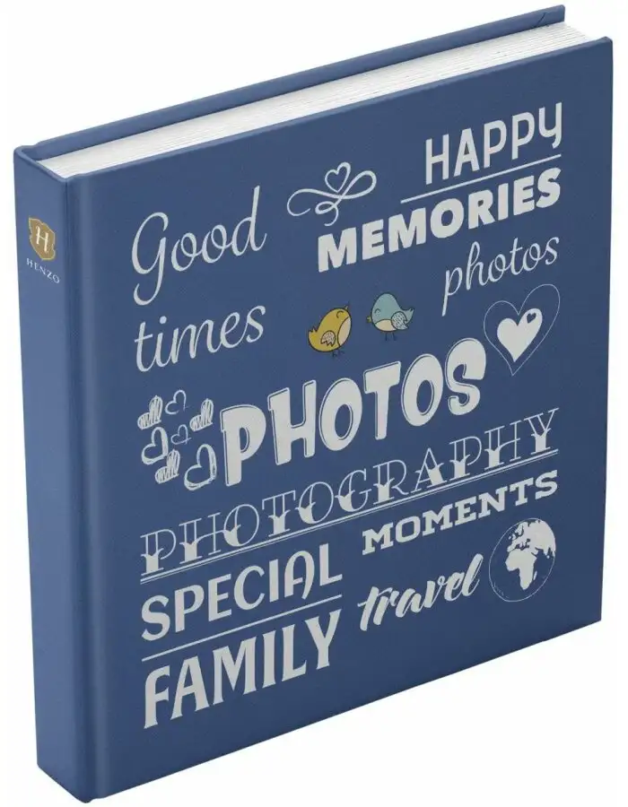 Henzo Jumbo Fotoalbum Wording blau 30x30 cm 100 weiße Seiten