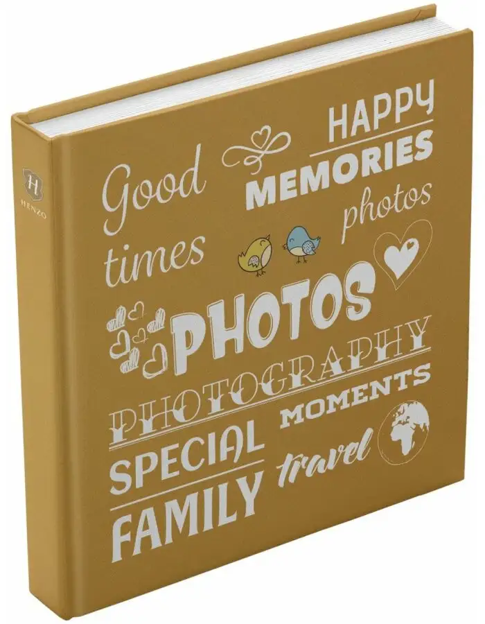 Henzo Jumbo Fotoalbum Wording gelb 30x30 cm 100 weiße Seiten