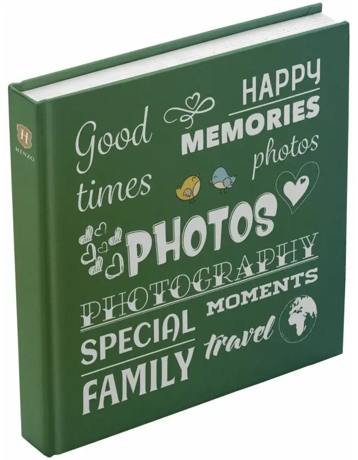 Henzo Jumbo Fotoalbum Wording grün 30x30 cm 100 Seiten Pergaminbuch