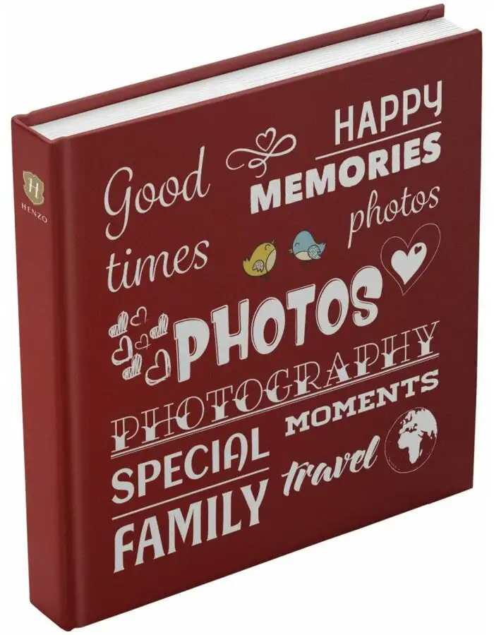 Henzo Jumbo Fotoalbum Wording Rot 30x30 cm 100 Seiten Pergamin Fotokarton