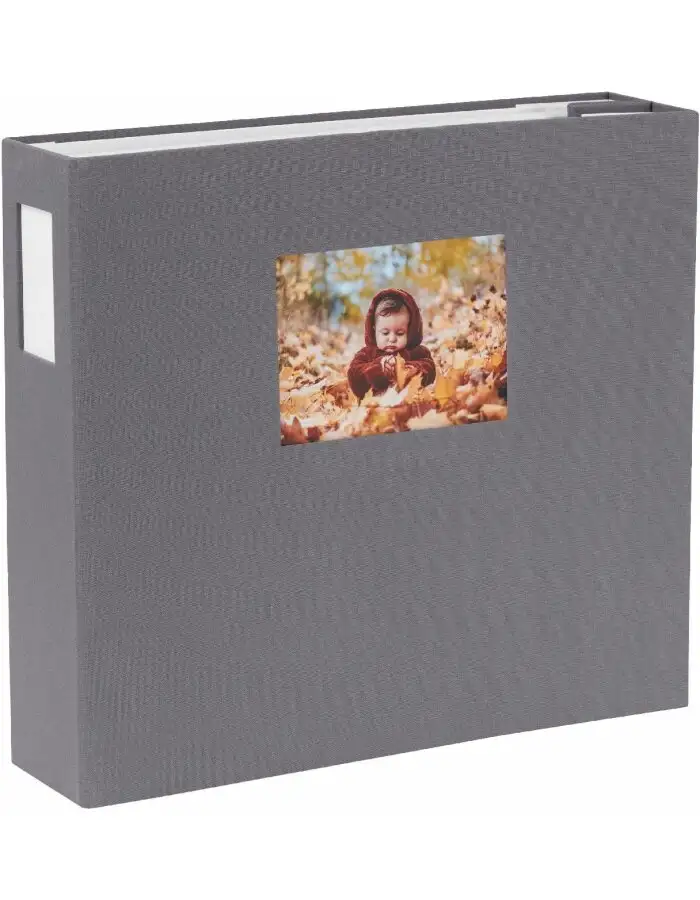 HNFD Fotoalbum Lona grau Leinen 1000 Bilder 34.5x33 cm 168 weiße Seiten