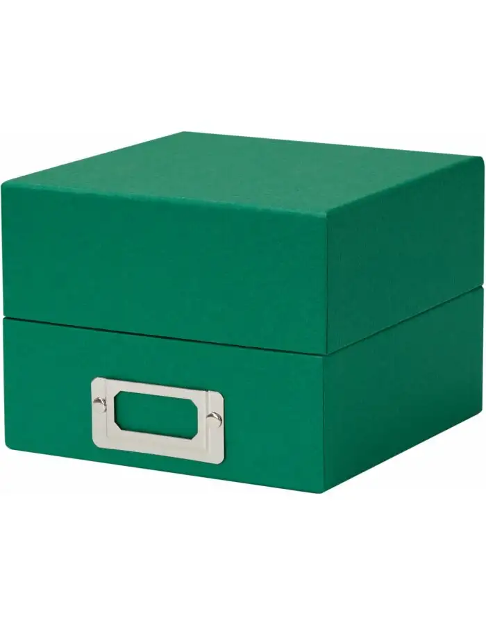 HNFD Fotobox Sawala 10x15 cm tannengrün mit 4 Trennern und Etikettenhalter