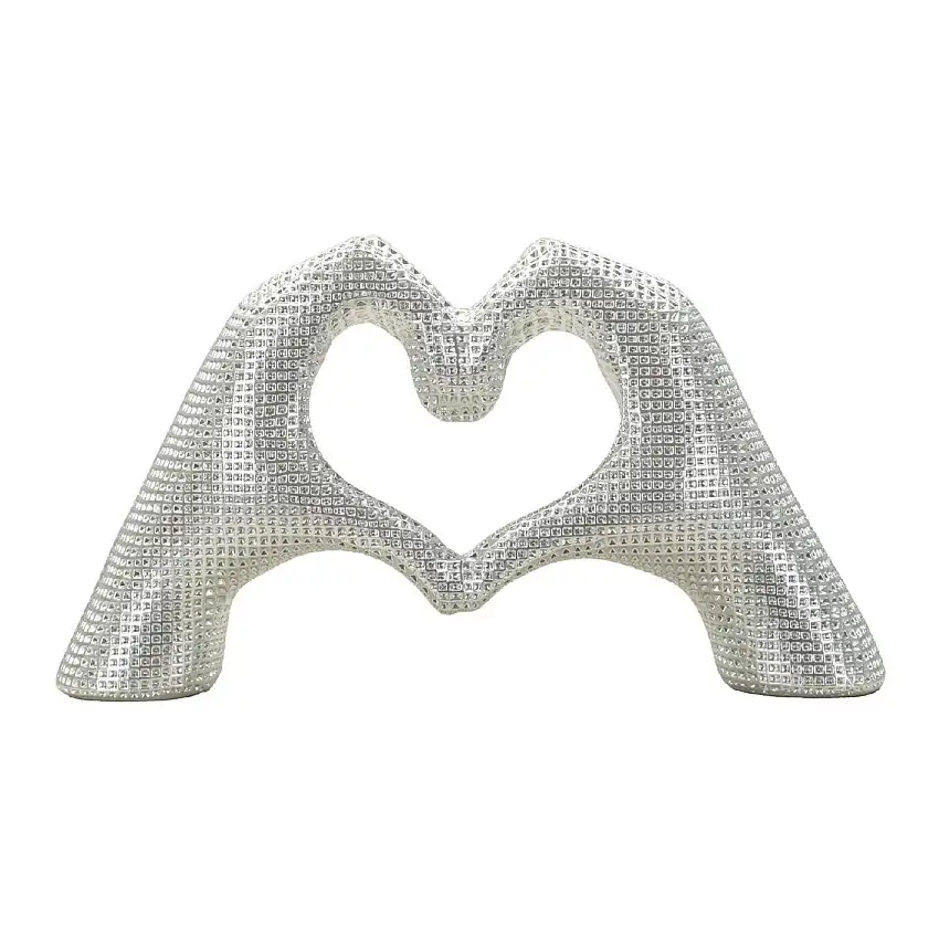 Lover Silver Skulptur Polyresin silber 25x7.5x13.5 cm Hände Herzform Deko