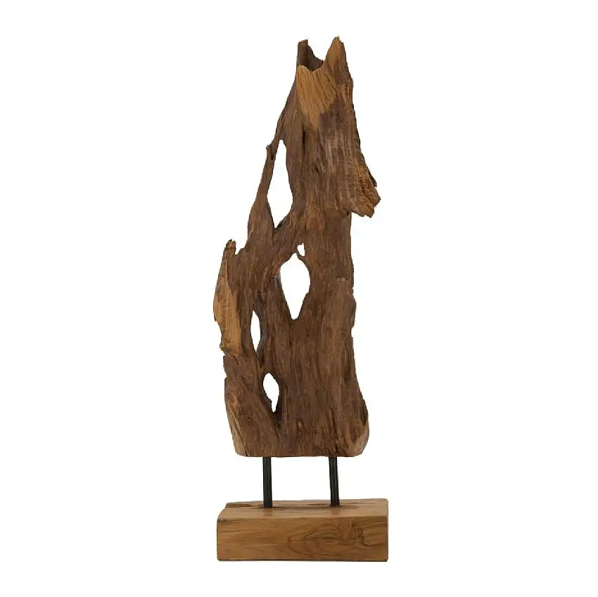 Mauro Ferretti Akar Skulptur Teakholz braun 18x13x55 cm