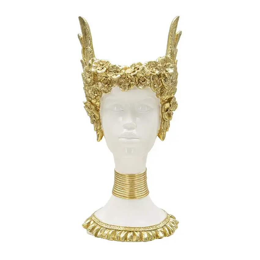 Mauro Ferretti Athena Statue mit Flügelkrone 15x14,5x32 weiß gold