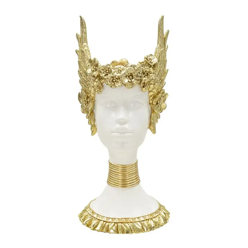 Mauro Ferretti Athena Statue mit Flügelkrone 17,5x17x38 weiß gold