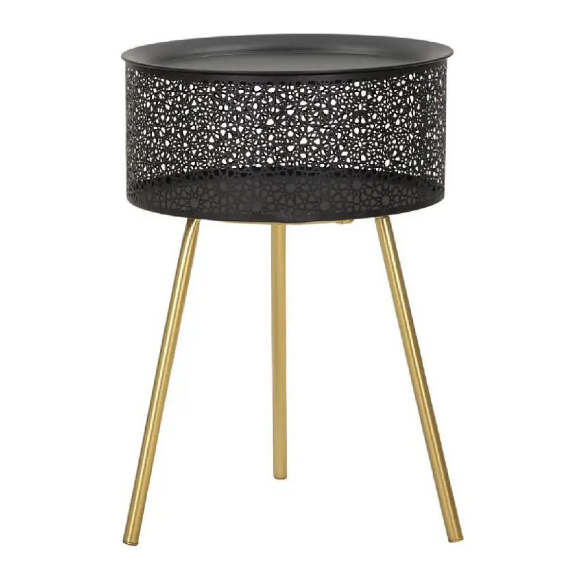 Mauro Ferretti Beistelltisch Blacky Ø 35x50 cm schwarz gold