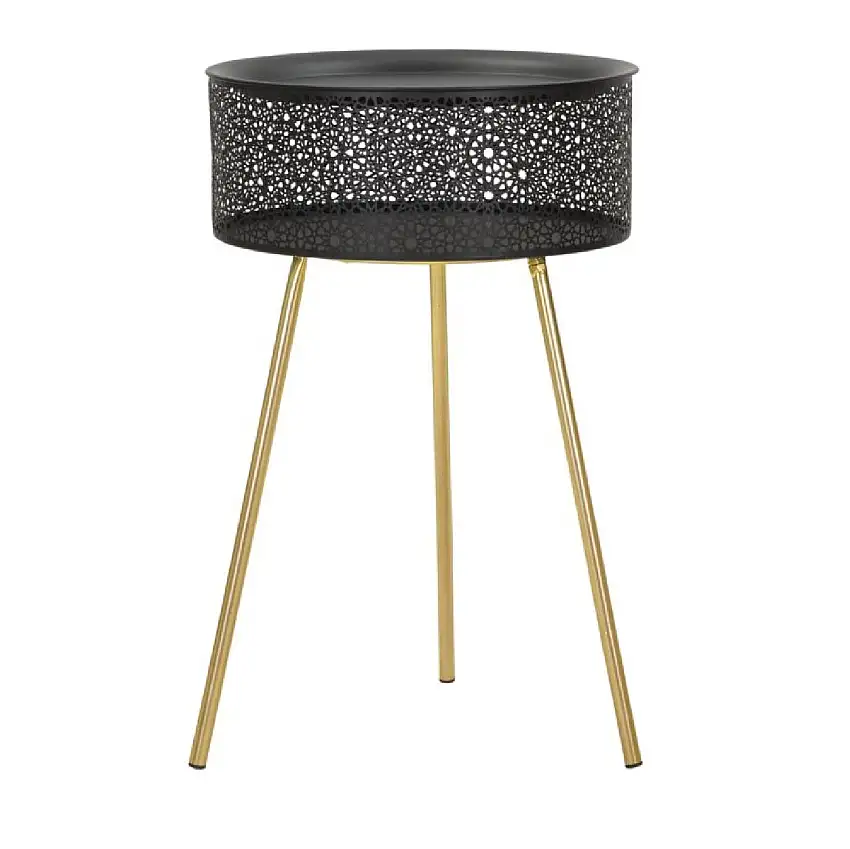 Mauro Ferretti Beistelltisch Blacky Ø 40x65 cm schwarz gold