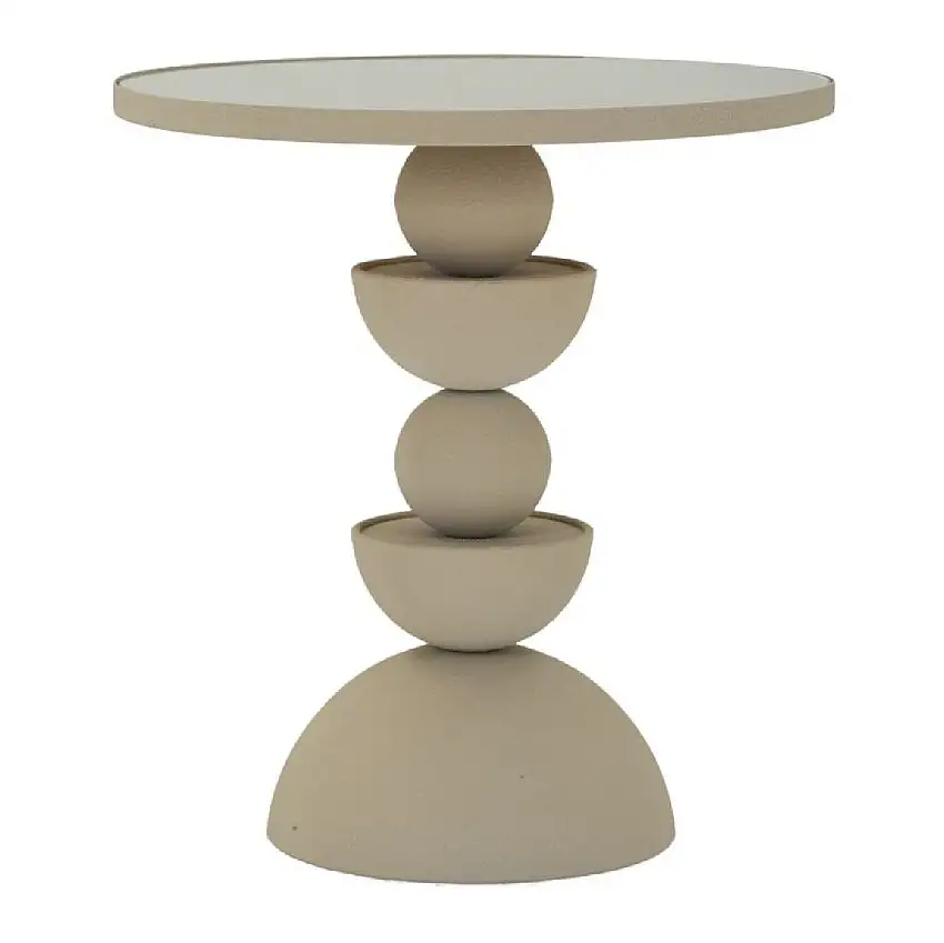 Mauro Ferretti Beistelltisch Düne mit Spiegelplatte Ø 40,5x42 cm creme