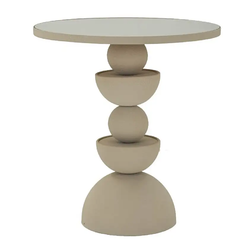 Mauro Ferretti Beistelltisch Düne mit Spiegelplatte Ø 45x49,5 cm creme