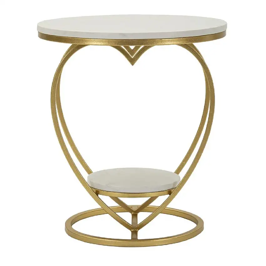 Mauro Ferretti Beistelltisch Herz Ø 40x45,5 cm gold weiß
