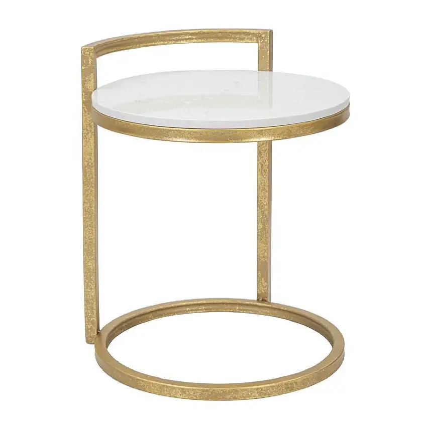 Mauro Ferretti Beistelltisch Marmor Rund 40x43x50 cm gold weiß