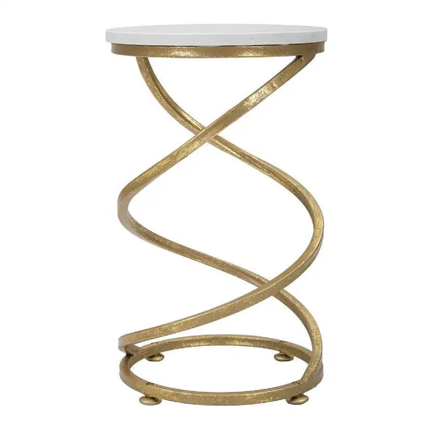 Mauro Ferretti Beistelltisch Spirale Marmor Ø 27,5x47,5 cm gold weiß