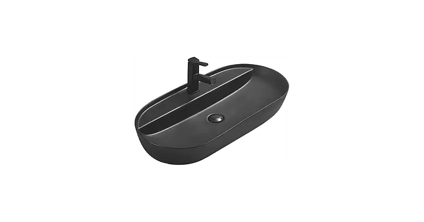 Mexen Adel Aufsatzwaschbecken 80 x 40 cm, schwarz matt - 22168085