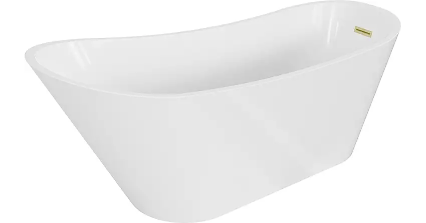 Mexen Alta freistehende Badewanne 170 x 75 cm, weiß, Überlauf gold gebürstet - 52141707500-55