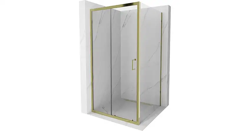 Mexen Apia Duschkabine Schiebetür 100 x 100 cm, transparent, gold - 840-100-100-50-00