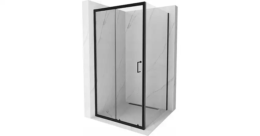 Mexen Apia Duschkabine Schiebetür 100 x 100 cm, transparent, schwarz - 840-100-100-70-00