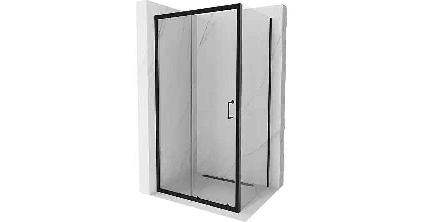 Mexen Apia Duschkabine Schiebetür 140 x 70 cm, transparent, schwarz - 840-140-070-70-00