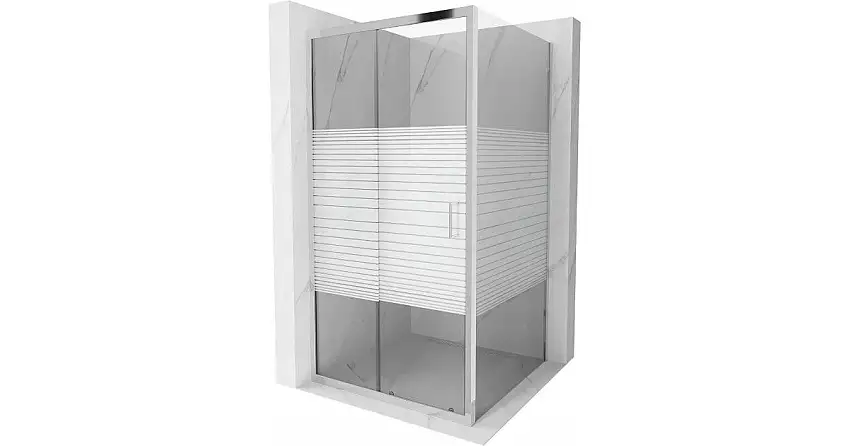 Mexen Apia Duschkabine zum Schieben 90 x 90 cm, weiße Streifen, Chrom - 840-090-090-01-20