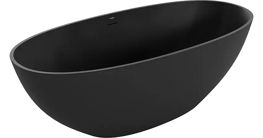 Mexen Bari freistehende Badewanne aus Konglomerat 165 x 75 cm, schwarz matt - 57221657570