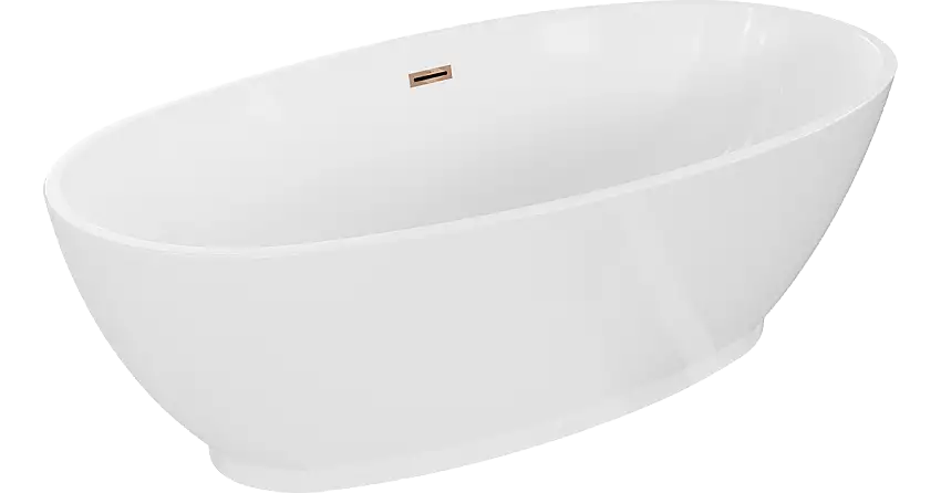 Mexen Bilbao freistehende Badewanne 180 x 90 cm, weiß, Überlauf roségold - 51311809000-60
