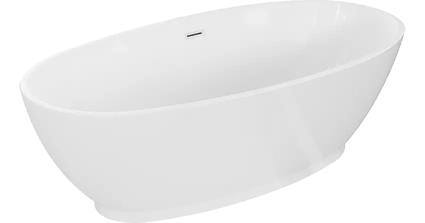 Mexen Bilbao freistehende Badewanne 180 x 90 cm, weiß, Überlauf weiß - 51311809000-20