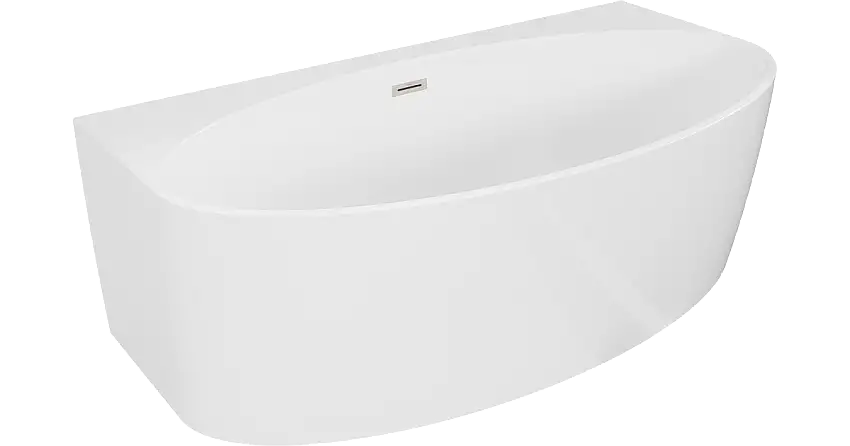 Mexen Bruna freistehende an der Wand montierte Badewanne 170 x 88 cm, weiß glänzend, Überlauf gebürsteter Nickel - 52731708800-?