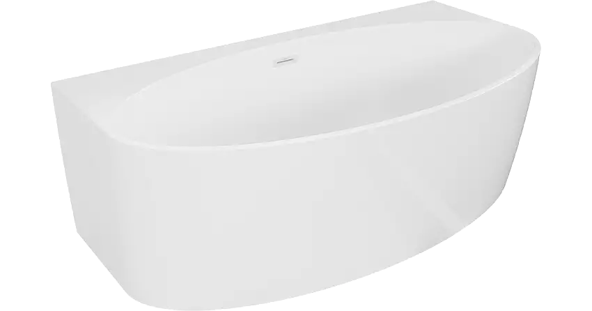 Mexen Bruna freistehende, an der Wand stehende Badewanne 170 x 88 cm, weiß glänzend, weißer Überlauf - 52731708800-20