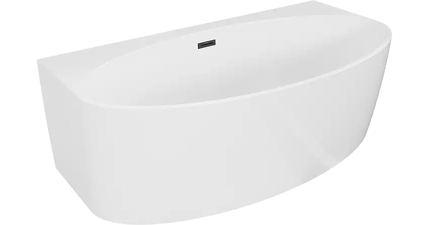 Mexen Bruna freistehende Wandbadewanne 170 x 88 cm, weiß glänzend, schwarzer Überlauf - 52731708800-70
