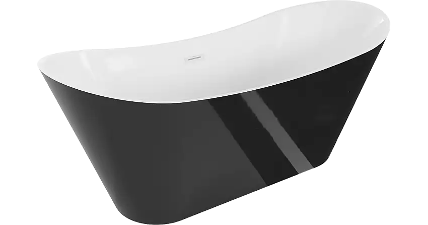 Mexen Celia freistehende Badewanne 170 x 75 cm, weiß/schwarz, weißer Überlauf - 52331707575-20