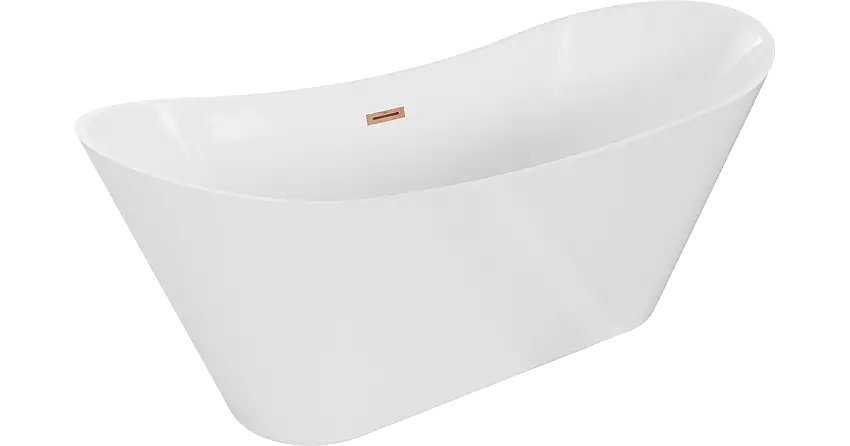 Mexen Celia freistehende Badewanne 170 x 75 cm, weiß, Überlauf gebürstetes Kupfer - 52331707500-65