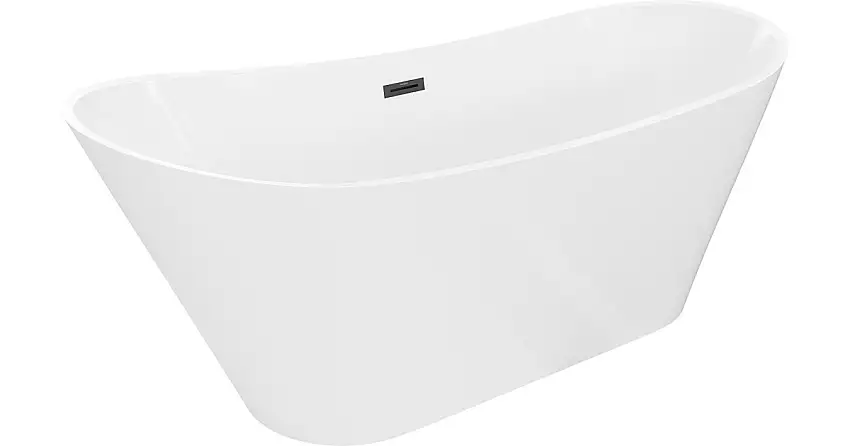 Mexen Dora freistehende Badewanne 160 x 75 cm, weiß, schwarzer Überlauf - 52071607500-70