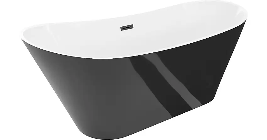 Mexen Dora freistehende Badewanne 170 x 75 cm, weiß/schwarz, Ablauf schwarz - 52071707575-70