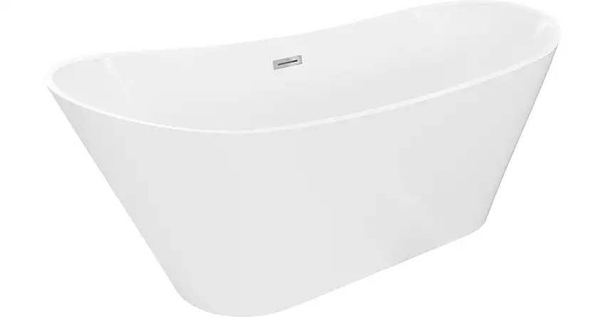 Mexen Dora freistehende Badewanne 170 x 75 cm, weiß, Überlauf Chrom - 52071707500-01