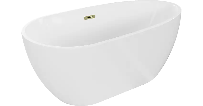 Mexen Eos freistehende Badewanne 150 x 75 cm, weiß, goldener Überlauf - 52471507500-50