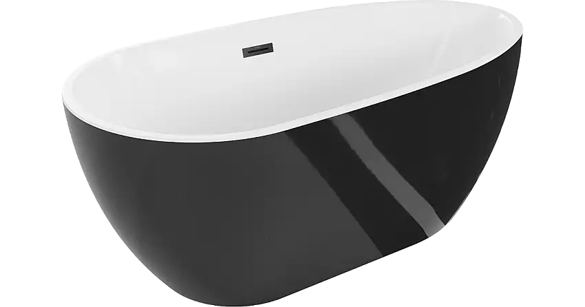 Mexen Eos freistehende Badewanne 150 x 75 cm, weiß/schwarz, schwarze Überlauf - 52471507575-70