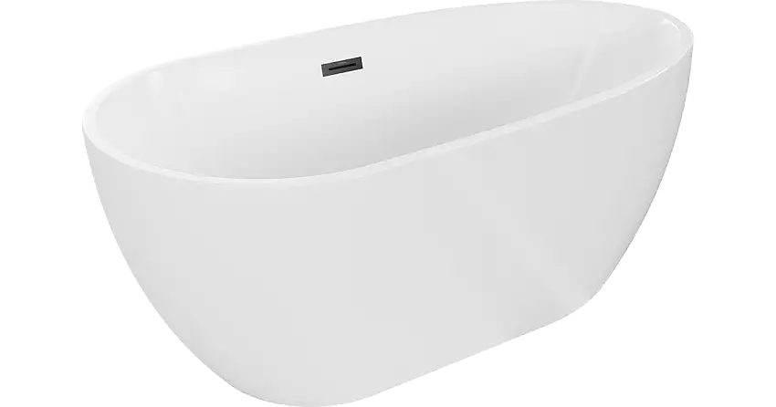 Mexen Eos freistehende Badewanne 150 x 75 cm, weiß, schwarzer Überlauf - 52471507500-70