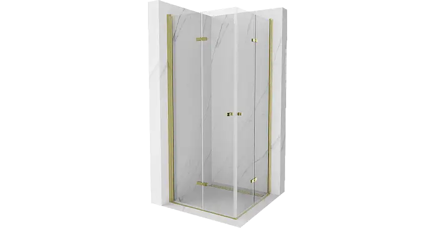 Mexen Lima Duo Faltbare Duschkabine 90 x 90 cm, transparent, gold - 856-090-090-50-00-02