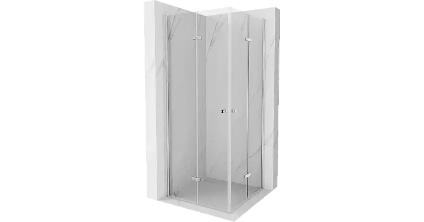 Mexen Lima Duo zusammenklappbare Duschkabine 80 x 80 cm, transparent, Chrom - 856-080-080-02-00