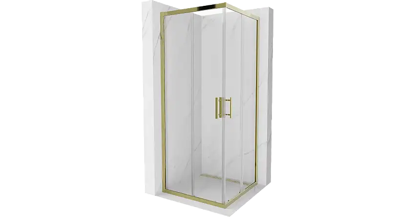 Mexen Rio quadratische Duschkabine 80 x 80 cm, transparent, gold - 860-080-080-50-00