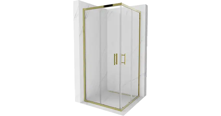 Mexen Rio quadratische Duschkabine 90 x 90 cm, transparent, gold - 860-090-090-50-00