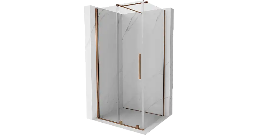 Mexen Velar verschiebbare Duschkabine 100 x 80 cm, transparent, Roségold - 871-100-080-01-60