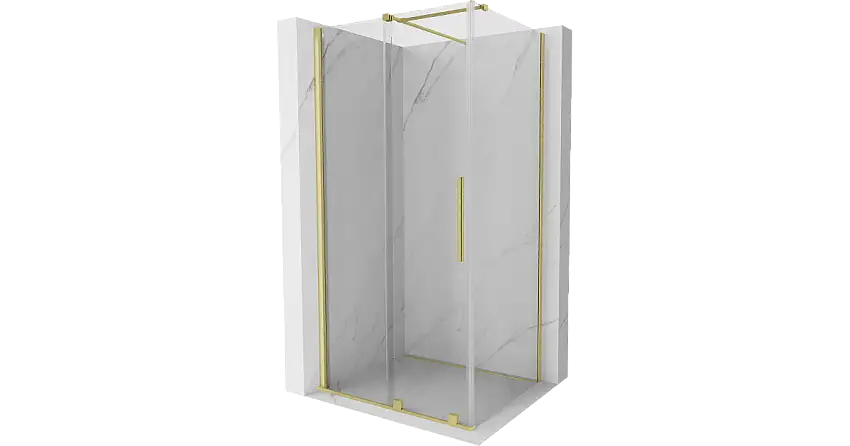 Mexen Velar verschiebbare Duschkabine 120 x 80 cm, transparent, gebürstetes Gold - 871-120-080-01-55