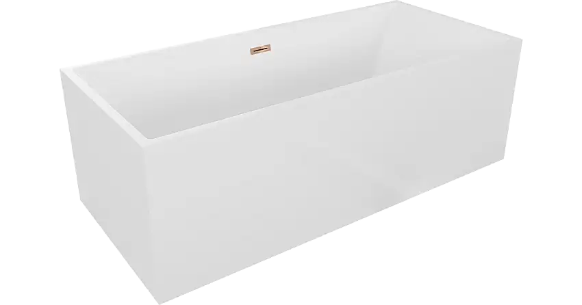 Mexen Vigo freistehende Badewanne 178,5 x 80 cm, weiß, Überlauf Roségold - 51251788000-60