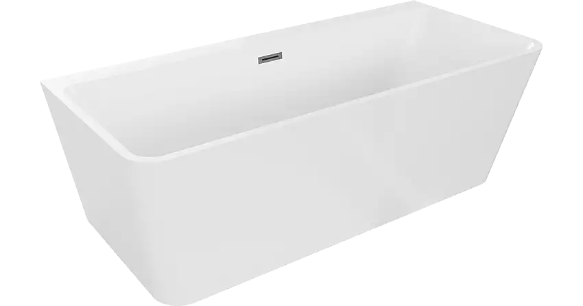 Mexen Volta freistehende an der Wand montierte Badewanne 170 x 75 cm, weiß, Überlauf gun gray gebürstet - 51131707500-66