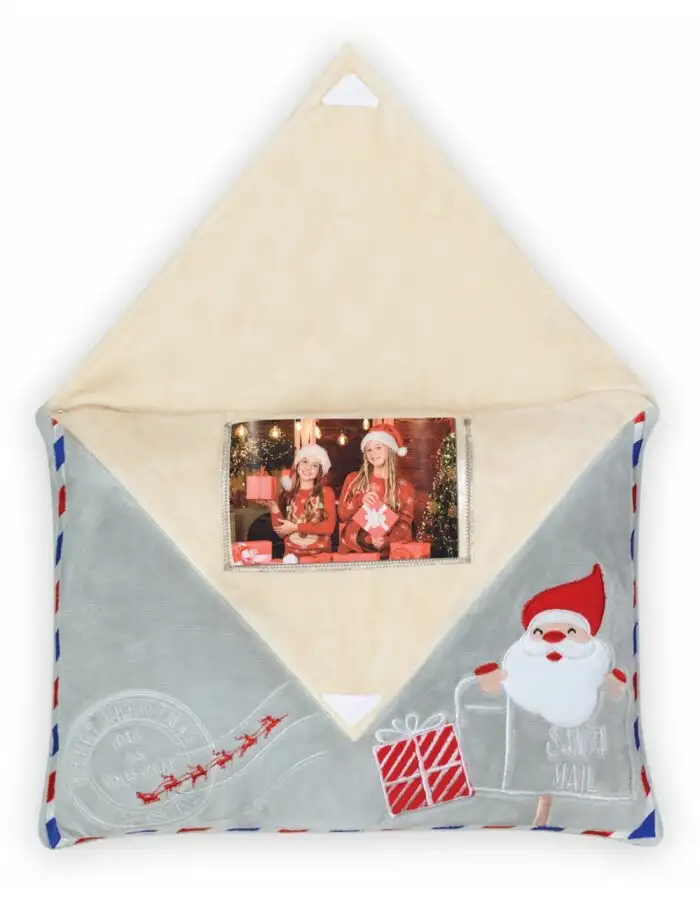Weihnachts-Fotokissen Umschlagform Plüschstoff 10x15 cm mit Klettverschluss