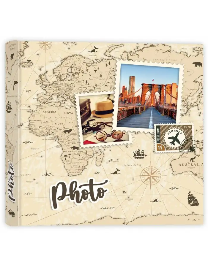 ZEP AD3132L Selbstklebe-Fotoalbum 31x32 cm Reise-Motiv 50 Seiten