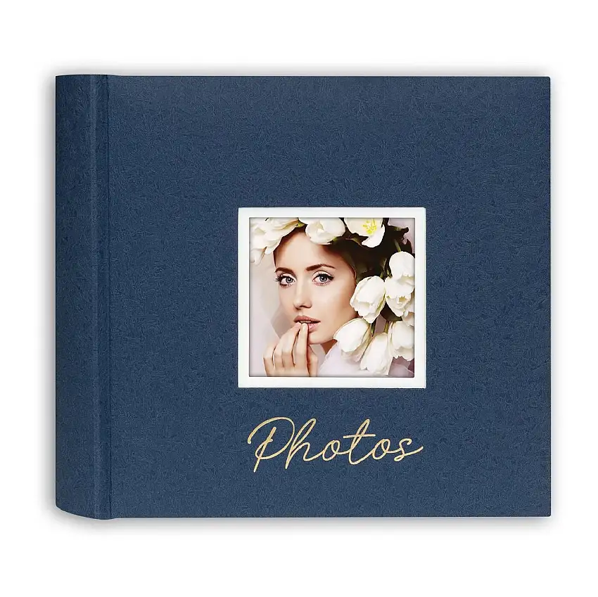 ZEP Fotoalbum Dante Blau 24x24 cm 40 weiße Seiten mit Pergamin-Blättern