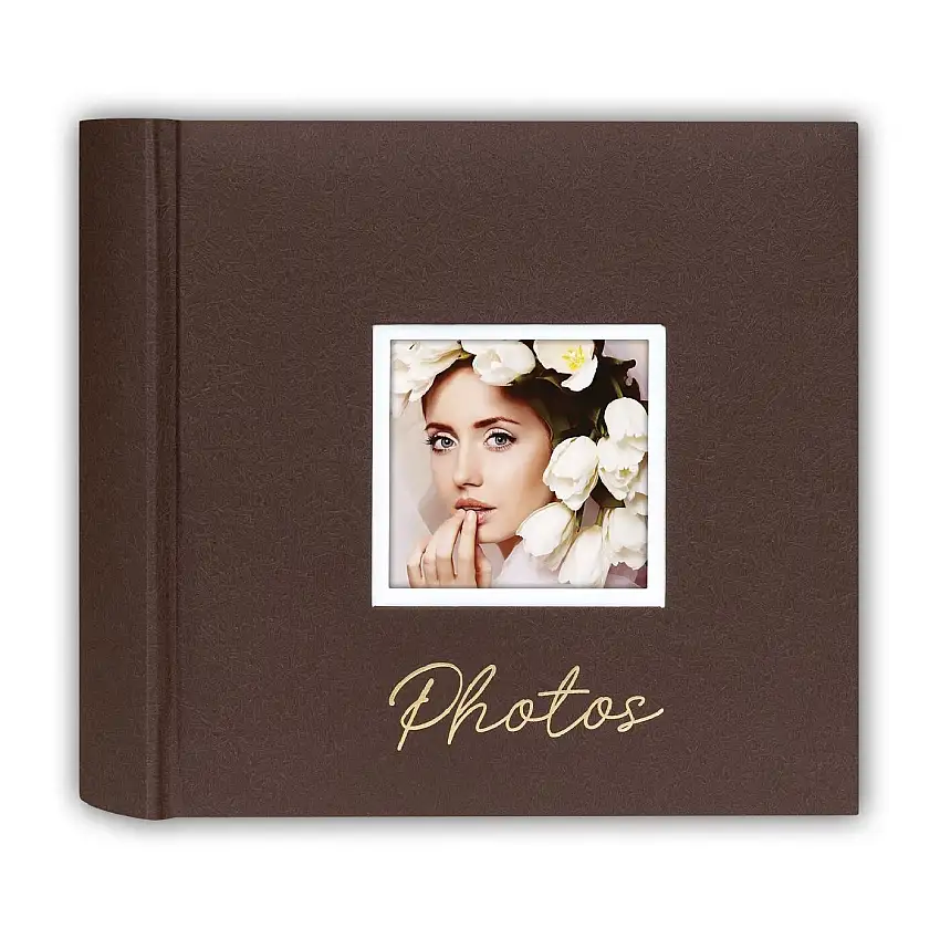 ZEP Fotoalbum Dante Braun 32x32 cm 60 weiße Seiten mit Fensterstanzung
