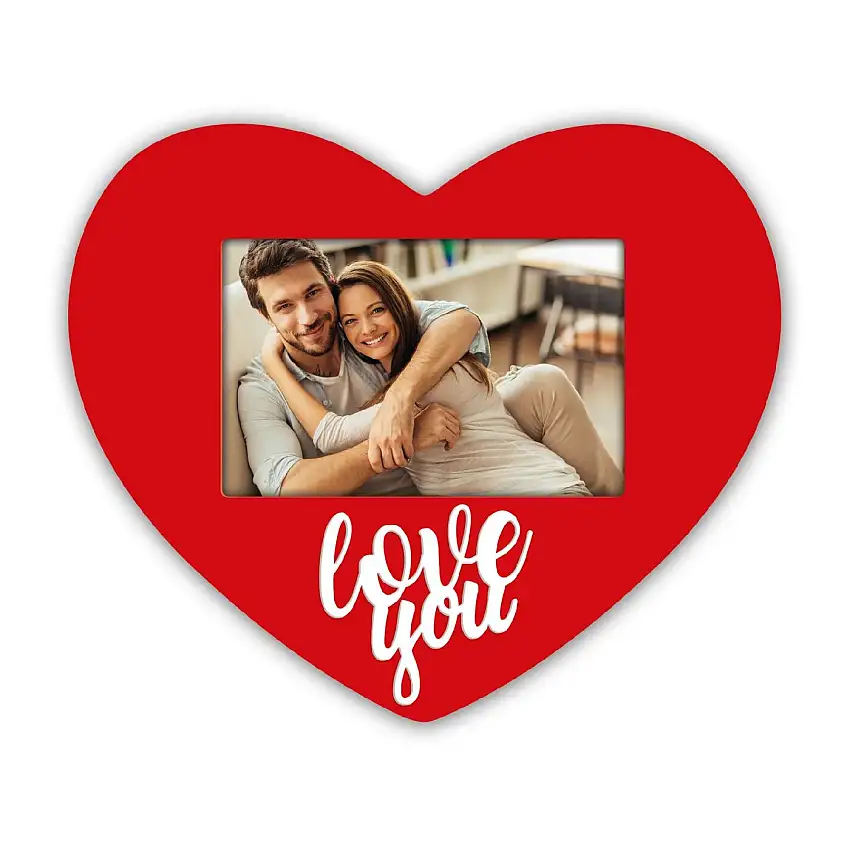 ZEP Portraitrahmen Iris 10x15 cm Herzförmiger Holz-Fotorahmen Rot